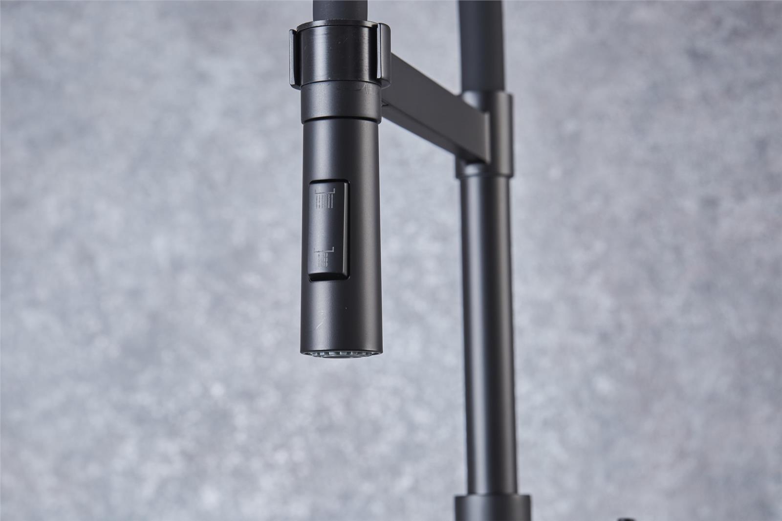 Liquida W24MB S shape Swan Neck 360 Degree Swivel Matt Black Kitchen Tap